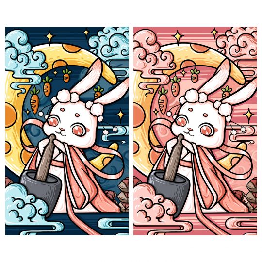 國潮風插畫-月兔