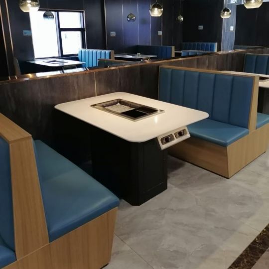 西安餐廳設計公司丨西安中高檔火鍋桌涮烤一體桌椅廠家工程案例